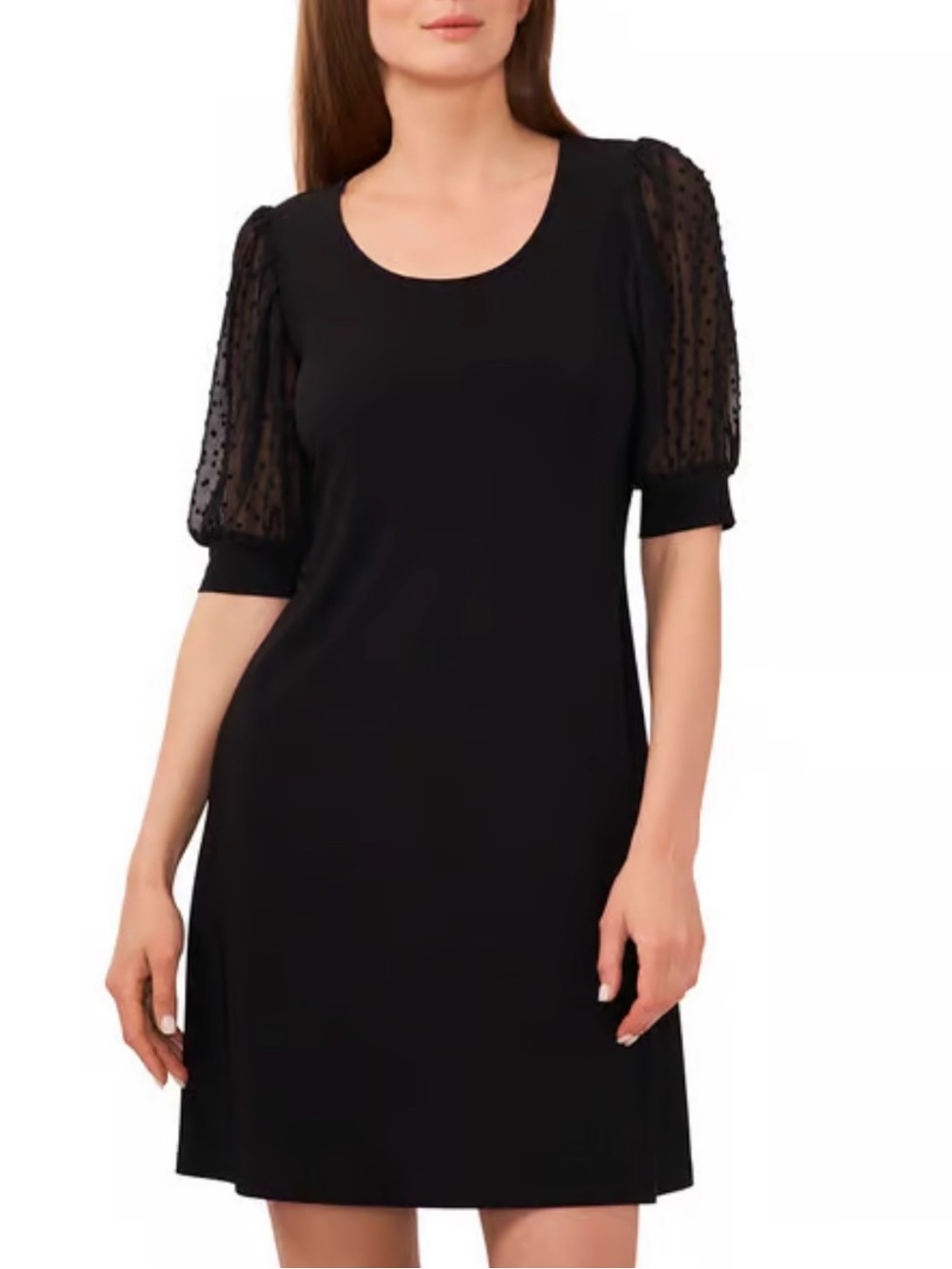 MSK Black Midi Dress Sheer Sleeves Size M women